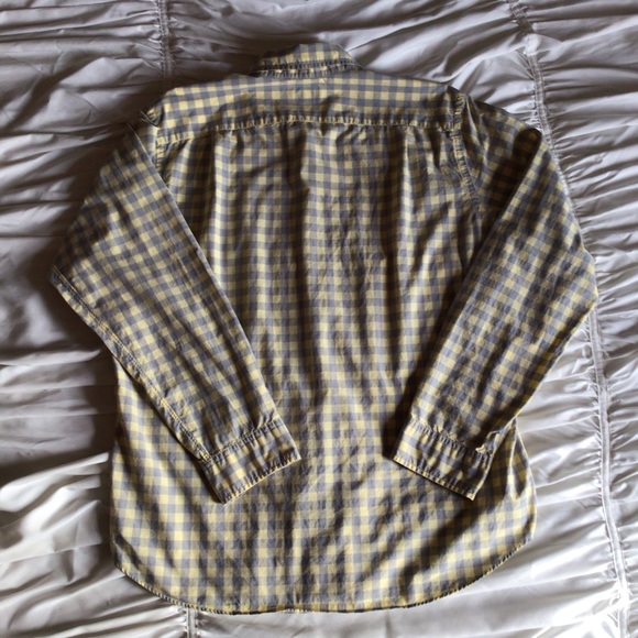 J Crew Mens LightWeight Shirt Gray/Yellow Button M - Picture 4 of 4